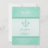 Mint green Lilie formale Hochzeit RSVP Einladung (Vorderseite)