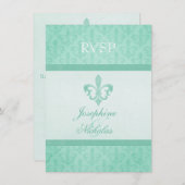 Mint green Lilie formale Hochzeit RSVP Einladung (Vorne/Hinten)