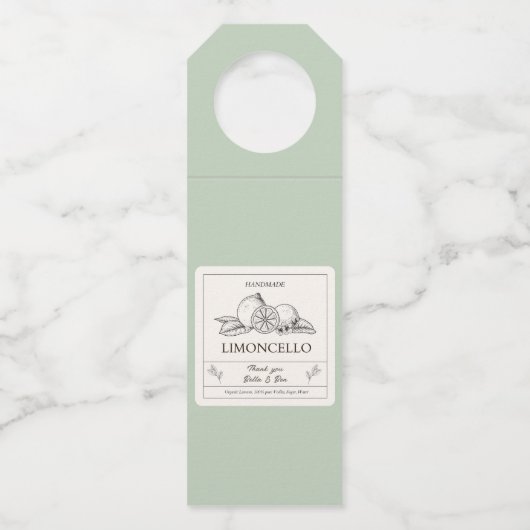 Mint Green | Limoncello Label Gevor Tag Flaschenanhänger (Vorderseite)