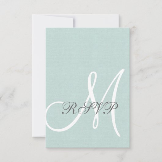 Mint Green Linen Rustic Wedding RSVP Card (Vorderseite)