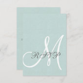 Mint Green Linen Rustic Wedding RSVP Card (Vorne/Hinten)