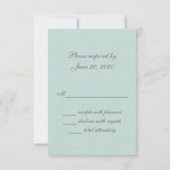 Mint Green Linen Rustic Wedding RSVP Card Karte (Rückseite)