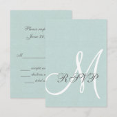 Mint Green Linen Rustic Wedding RSVP Card Karte (Vorne/Hinten)