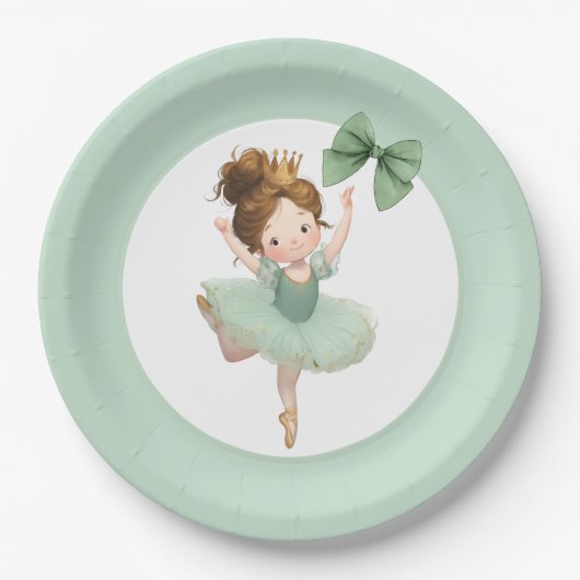 Mint Green Little Princess Ball Paper Plate Pappteller (Vorderseite)