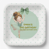 Mint Green Little Princess Ball Paper Plate Pappteller (Vorderseite)