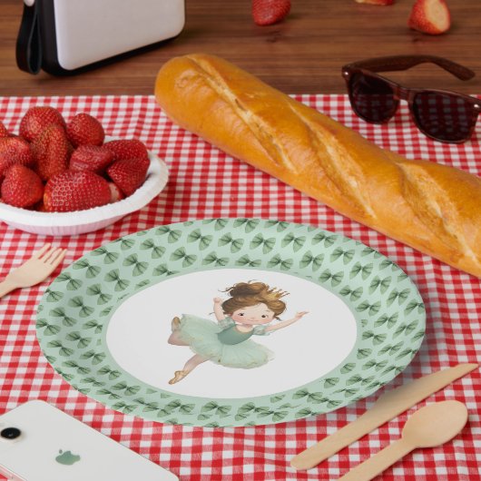Mint Green Little Princess Ball Paper Plate Pappteller (Picknick)