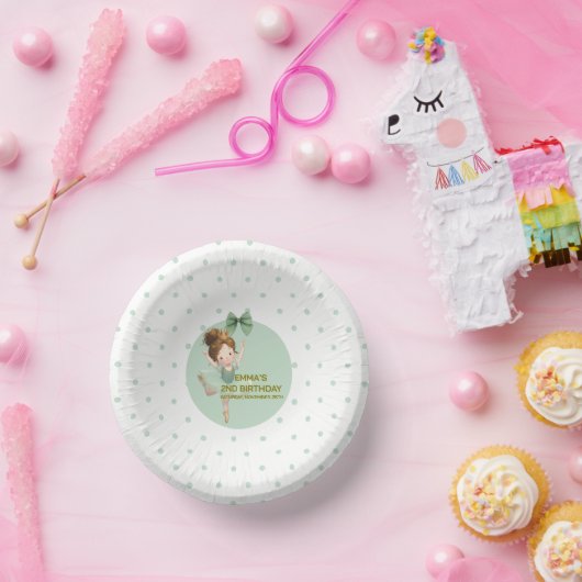 Mint Green Little Princess Ball Pappteller (Party)