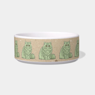 Mint Green Longhair Persian Cat Ceramic Pet Bowl Napf