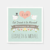 Mint Green Love Birds Dove Wedding Serviette (Vorderseite)