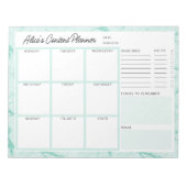 Mint Green Marble Content Planner Notizblock (Vorderseite)