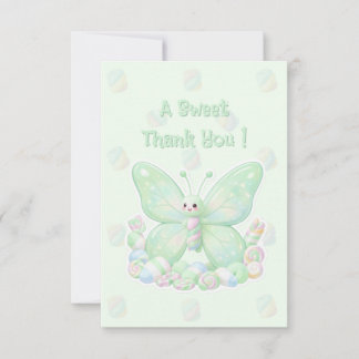 Mint Green Marshmallow Butterfly Baby Shower Thank Dankeskarte