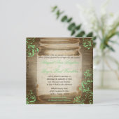 Mint Green Mason Jar Vintage Hochzeit Einladung (Stehend Vorderseite)