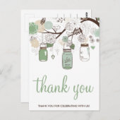 Mint Green Mason Jars Wedding Danke Postcard Postkarte (Vorne/Hinten)