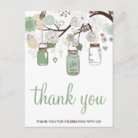 Mint Green Mason Jars Wedding Danke Postcard