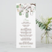 Mint Green Mason Jars Wedding Menu Card Menükarte (Stehend Vorderseite)