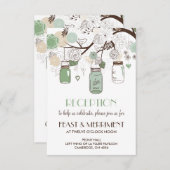 Mint Green Mason Jars Wedding Reception Card Begleitkarte (Vorne/Hinten)