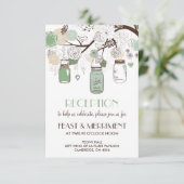 Mint Green Mason Jars Wedding Reception Card Begleitkarte (Stehend Vorderseite)