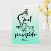 Mint Green Matthew 19:26 Alle Dinge sind möglich Karte (Gelbe Blume)