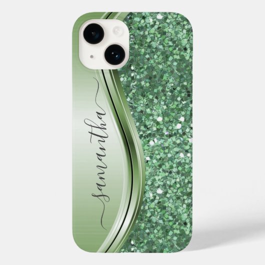 Mint Green Metallic Glitzer Bling Handgeschrieben Case-Mate iPhone Hülle (Rückseite)