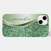 Mint Green Metallic Glitzer Bling Handgeschrieben Case-Mate iPhone Hülle (Rückseite (Horizontal))
