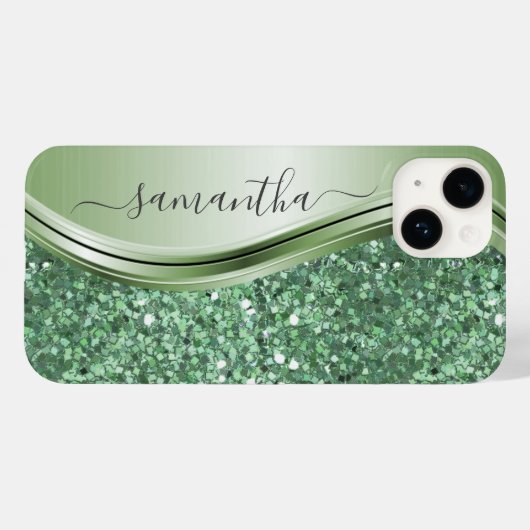 Mint Green Metallic Glitzer Bling Handgeschrieben Case-Mate iPhone Hülle (Rückseite (Horizontal))