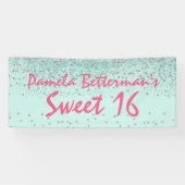 Mint Green mit Bling Sweet 16 Banner (Horizontal)