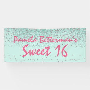 Mint Green mit Bling Sweet 16 Banner