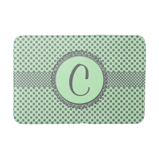 Mint Green mit Grey Polka Dots-Monogram STaylor Badematte (Vorderseite)