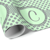 Mint Green mit Grey Polka Dots-Monogram STaylor Geschenkpapier (Rolleneckpunkt)