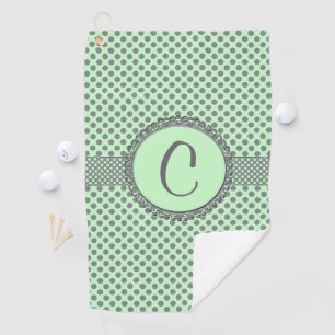Mint Green mit Grey Polka Dots-Monogram STaylor Golfhandtuch