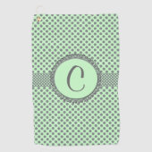 Mint Green mit Grey Polka Dots-Monogram STaylor Golfhandtuch (Vorderseite)