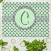 Mint Green mit Grey Polka Dots-Monogram STaylor Handtuch (Gefaltet)
