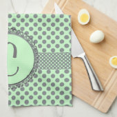 Mint Green mit Grey Polka Dots-Monogram STaylor Handtuch (Viertel Falte)