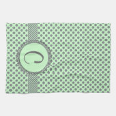 Mint Green mit Grey Polka Dots-Monogram STaylor Handtuch (Horizontal)