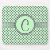 Mint Green mit Grey Polka Dots-Monogram STaylor Mousepad (Vorne)