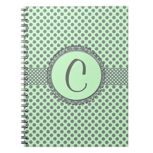 Mint Green mit Grey Polka Dots-Monogram STaylor Notizblock (Vorderseite)