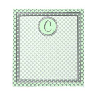 Mint Green mit Grey Polka Dots-Monogram STaylor Notizblock