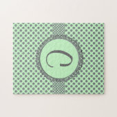 Mint Green mit Grey Polka Dots-Monogram STaylor Puzzle (Horizontal)