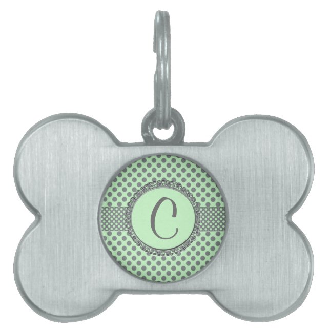Mint Green mit Grey Polka Dots-Monogram STaylor Tiermarke (Vorderseite)