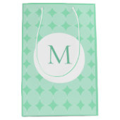Mint Green Mit Monogramm Elegante Moderne Vorlage Mittlere Geschenktüte (Vorderseite)