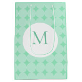 Mint Green Mit Monogramm Elegante Moderne Vorlage Mittlere Geschenktüte (Rückseite)