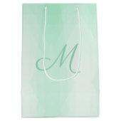Mint Green Mit Monogramm Modern Template Elegant Mittlere Geschenktüte (Rückseite)