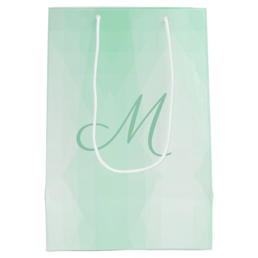 Mint Green Mit Monogramm Modern Template Elegant Mittlere Geschenktüte (Rückseite)