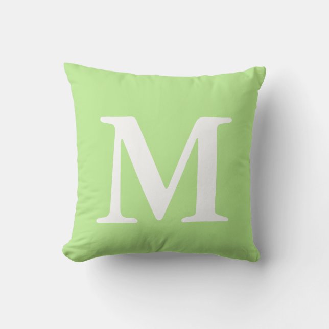 Mint Green Mit Monogramm MThrow Kissen (Vorderseite)