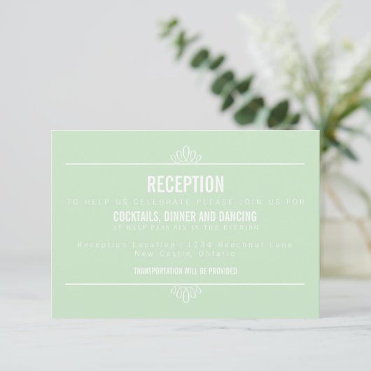 Mint Green Modern Floral Wedding Card Begleitkarte (Stehend Vorderseite)