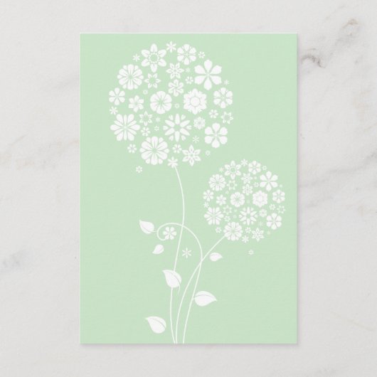 Mint Green Modern Floral Wedding Card Begleitkarte (Rückseite)