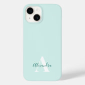 Mint & Green Modern Initial Monogram Case-Mate iPhone Hülle (Rückseite)