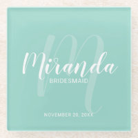 Mint Green Modern Script Personalisiert Bridesmaie
