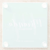 Mint Green Modern Script Personalisiert Bridesmaie Glasuntersetzer (Rückseite)