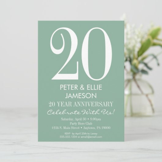 Mint Green Modern Simple Anniversary Einladungen (Stehend Vorderseite)